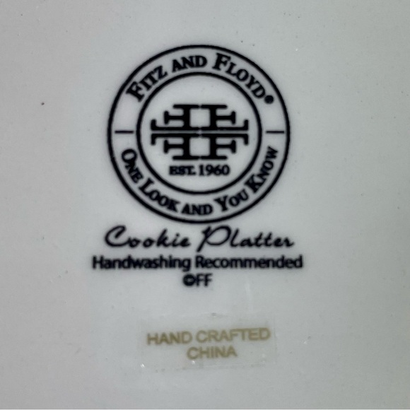 Fitz and Floyd White Ribbon Holly Earthenware Holiday Treats Cookie Platter - Picture 8 of 10